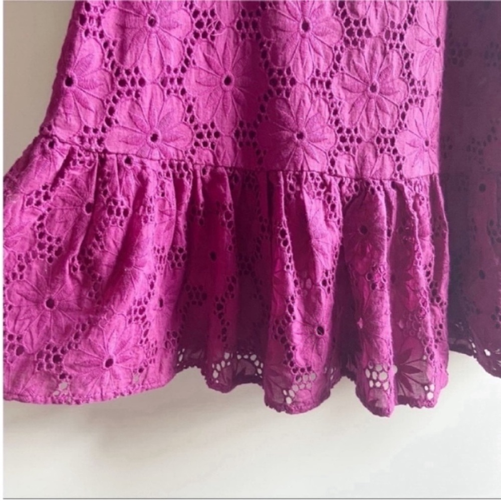 Lulu's Biscay magenta ruffled eyelet lace dress - Picture 4 of 9